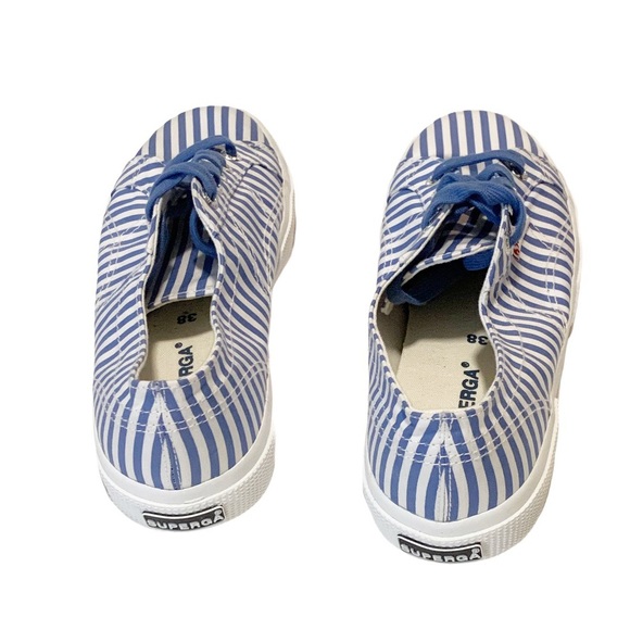 Iconic Striped Canvas Sneakers & Espadrilles | Superga Superga Blue & White Striped Sneakers Mens size 6